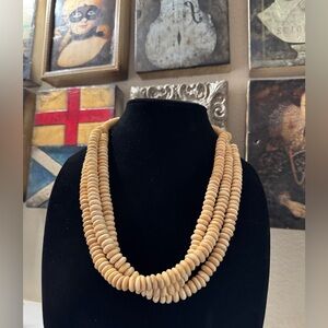Vintage Three-Strand African Disk Bead Necklace‎